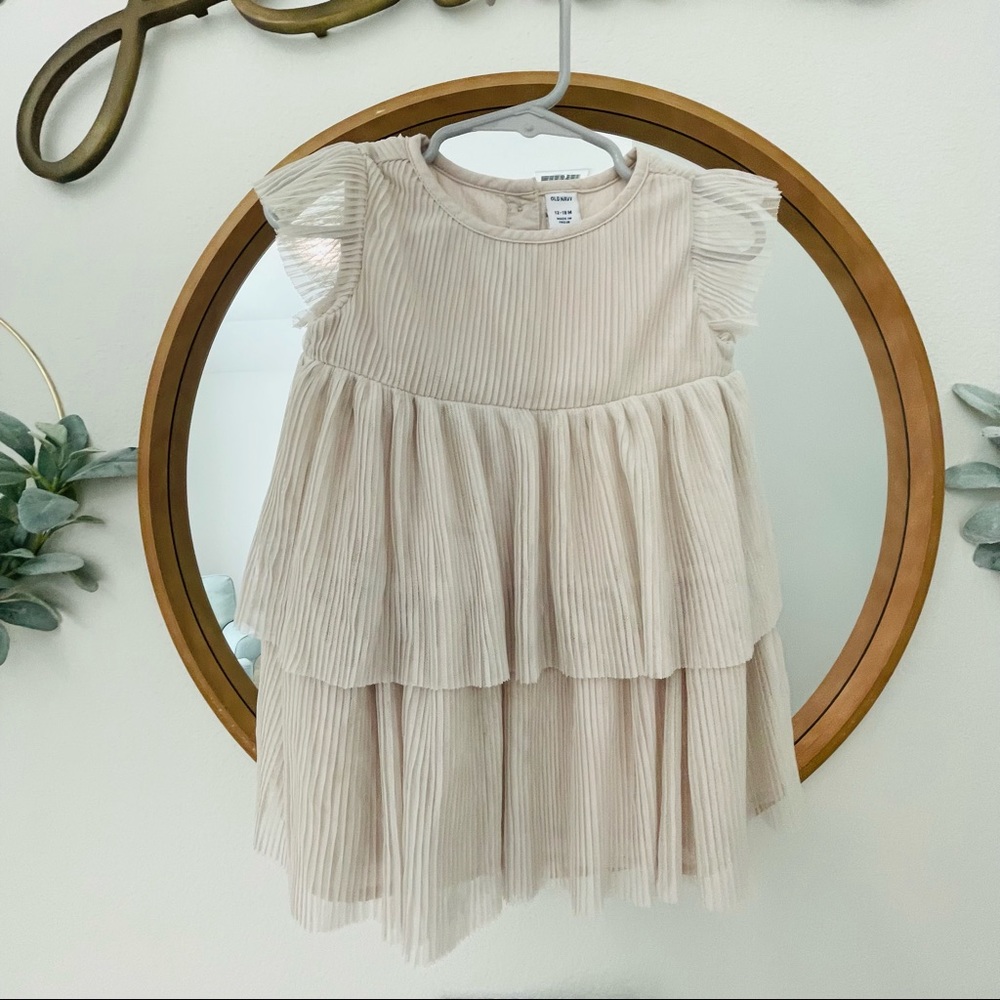 ✨ Like New Champagne Tiered Dress 12-18 months
